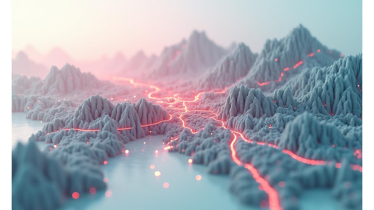 Abstract representation of AI neural network over a sophisticated city map, blending technology and urban planning
