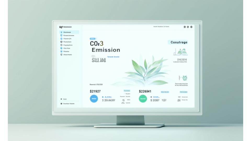 Digital dashboard displaying CO2 emission savings and energy consumption metrics for an electric vehicle journey