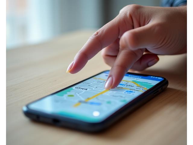 Hand interacting with WHEP Mobility app on a smartphone, demonstrating gesture controls