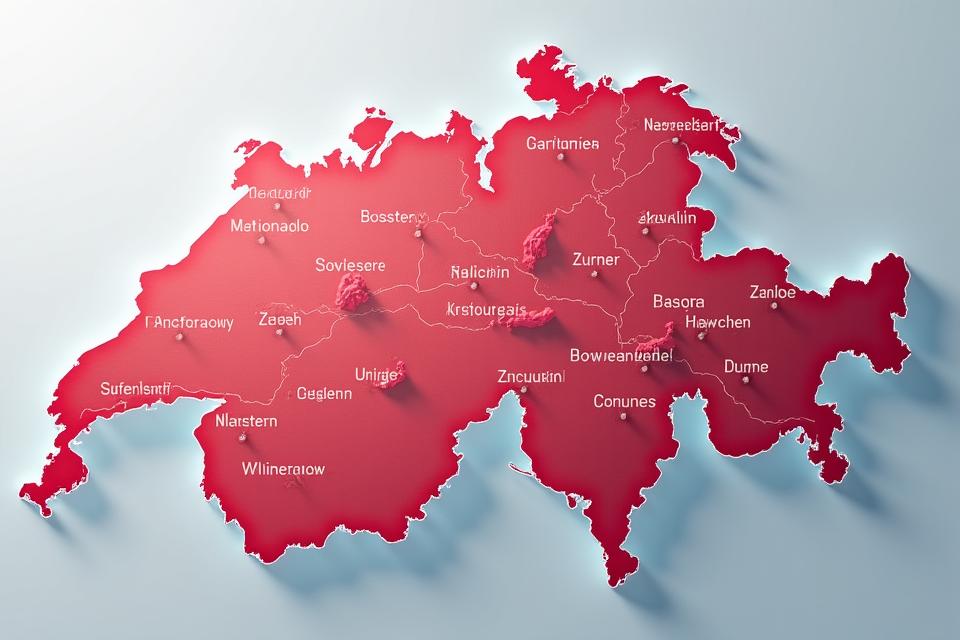 Interactive map of Switzerland highlighting individual cantons, with a side panel displaying detailed traffic information for a selected canton.
